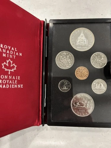 1976 Canadian Mint Dbl Dollar Dbl Struck Prestige 7 Coin Set, Silver/Bullion