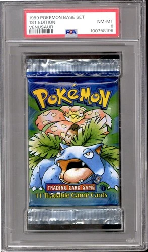 Pokemon Base Set 1st Edition Shadowless Booster Pack Venusaur Art PSA 8 *106