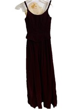 Vintage 90's Jessica McClintock Gunne Sax Maroon Velvet Maxi Dress Gown Sz 3/4