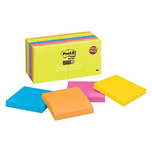 Post-it Notes Super Sticky - Rio De Janeiro Colors 3 x 3, 90/Pad - 14 Pads/Pack - Picture 2 of 2