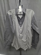 Men's Gangster Shirt/Vest , Black/White, One Size Costume