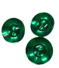 Buttons Green shank round shiny plastic 7/8 in set of 3