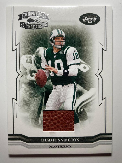 2005 Donruss Throwback Threads Chad Pennington GAME WORN FOOTBALL /275 #100 Jets