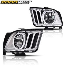 Pair Headlights Fit For 2005-2009 Ford Mustang Chrome Led Drl Halo Headlamps Pair Headlights Fit For 2005-2009 Ford Mustang Chrome Led Drl Halo Headlamps