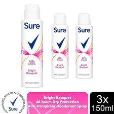 Sure Women Motion Sense Antiperspirant Deodorant, Bright Bouquet, 3 Pack, 150ml
