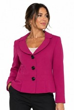 Tahari Arthur S Levine Fuchsia Peplum Blazer Jacket Geometric Lining Sz 8