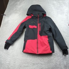 Obermeyer Jacket Teen Boy M 10-12 Black Red Zip Axel Ski Waterproof Breathable
