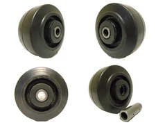 4" x 2" Rubber Caster Wheel Steel Hub w/ Roller Brg & 1/2" Bushing 350 lb (4)