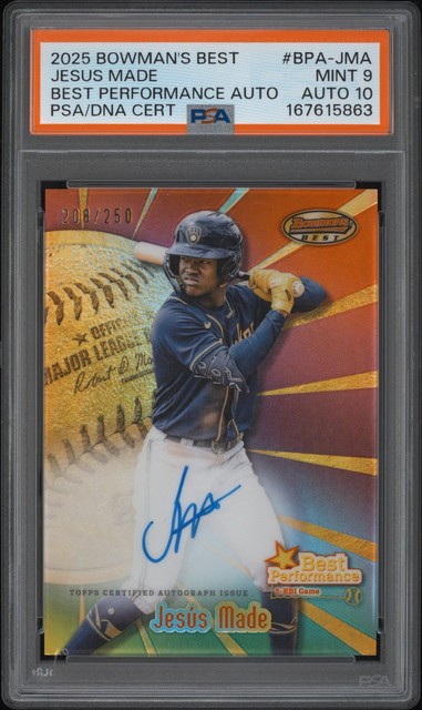 2025 Bowman's Best Best Performance Autos Jesus Made 208/250 PSA 9 Auto 10