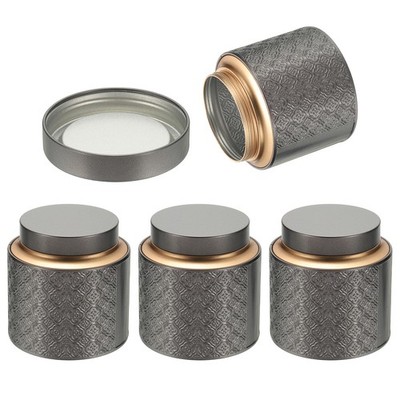 4er-Set Teedose für Tea Tin Canister, 4,13 x 5,71'' runde Dose mit Deckel, grau