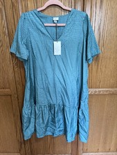 A New Day Women's Short Sleeve Ruffle Hem Dress Teal Choose Size NWT