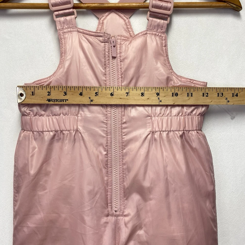 Baby Gap 抓绒内衬前拉链隔热雪围兜连体裤女孩 5 码粉色 — 第 2/4 张图片