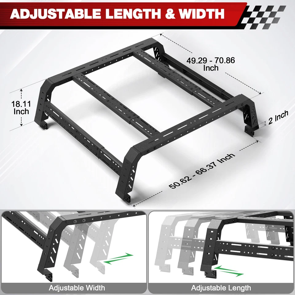 For Ram 1500/Ford F150 F250/Silverado 1500 New Steel Truck Bed Rack Carrier Foto 2 de 4