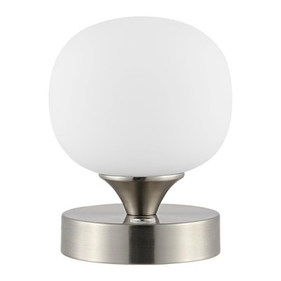 6.13'' Nickel/White Modern Cordless Rechargeable LED Table Lamp, Frosted White...