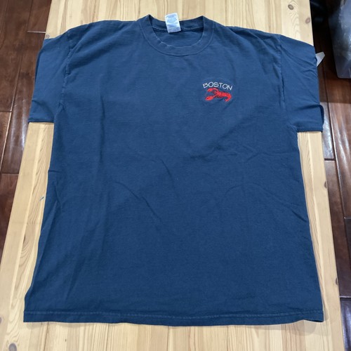 Vintage Embroidered Lobster Shirt Boston Massachusetts Navy Blue XL - Picture 2 of 7