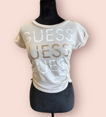GUESS Los Angeles  Pink Gold T-Shirt- Ruched Sides- Girl s Size Small