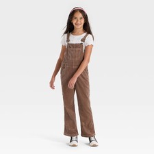 Girls' Wide Leg Corduroy Overalls Set - Cat  Jack Brown XL