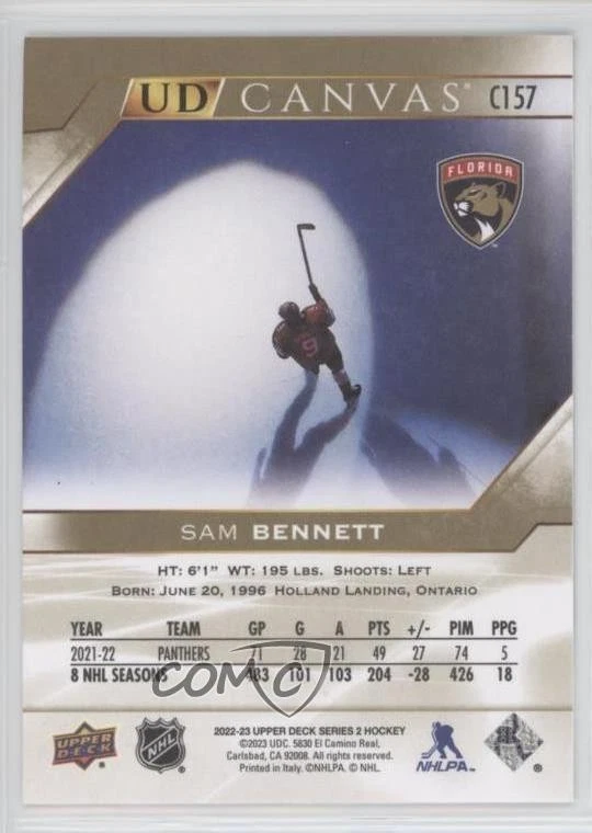 2022-23 Upper Deck Series 2 UD Canvas Sam Bennett #C157 - Image 2 of 2