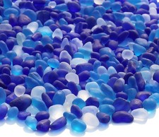 Sea Glass Stones - 2.9LB/46.4oz Blue Mixed Frosted Glass Pebbles