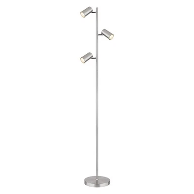 Lampadaire Luvio 3 Flammes GU10 Nickel Satiné Aluminium 155CM - Photo 1/4