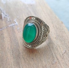 925 Sterling Silver Natural Green Onyx Ring Gemstone Women Jewelry For Her F 30