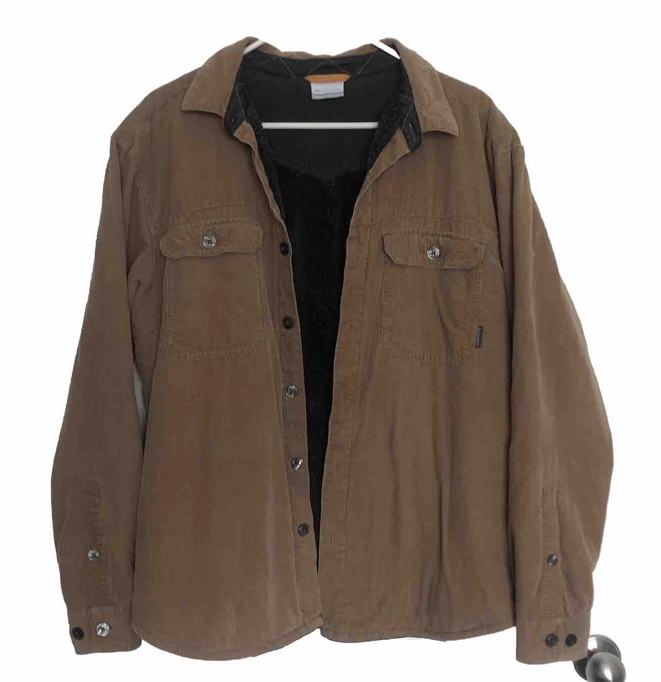 Men’s Columbia Brown Fleece Button Up Utility Outdoor Shirt