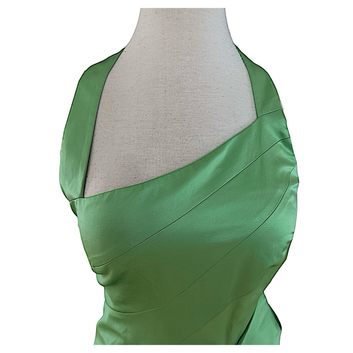karen millen green satin dress Karen Millen Textured Satin Ruffle Detail Sleeveless Midi Dress in Green