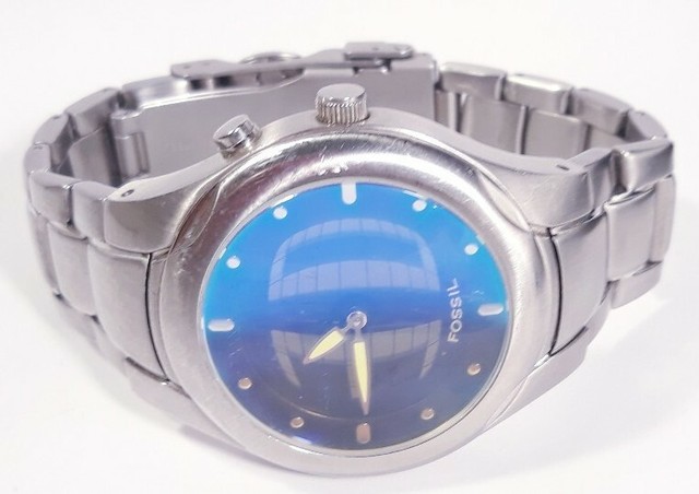 Fossil Big Tic Watch Jr8096 Digital Analog Steel Band Silver Case