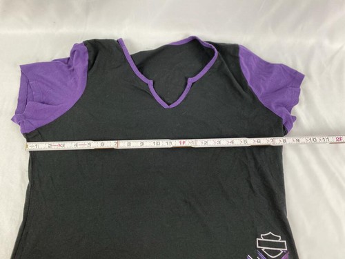Harley Davidson Women Black And Purple Short Sleeve Shirt - Picture 4 of 5