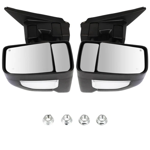 Power Heated Turn Signal Tow Mirrors For 17-21 Nissan Titan w/ BSM Memory