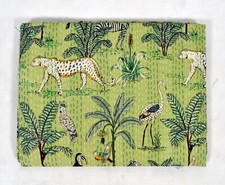 Kantha Quilt Cotton Handmade Indian Bedspread Hand Block Print Throw Blanket