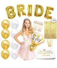 Bachelorette Party Supplies Decorations - Gold Bridal Shower Favors Kit Tiara