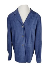 Karen Scott Mujer Talla L Azul Gamuza Look Lt Peso Traje Chaqueta Separada R7