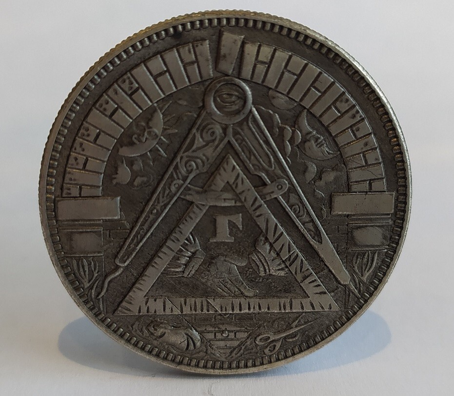Silver Masonic Illuminati Coin Freemasons Mystery Strange Old