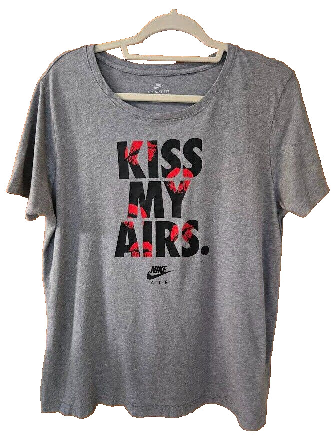 NIKE Kiss My Airs Crew Neck Tee -Grey Streetwear Clothing Men's Large