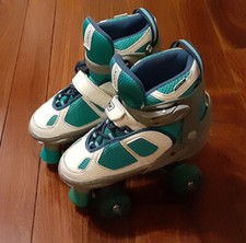  DBX Express Teal Roller Skates Girls Lg Adjustable Gray Green L