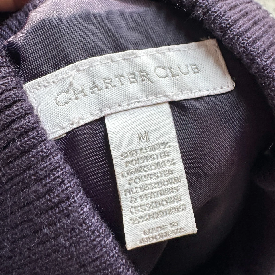 Charter Club Vest Womens M Purple Puffer Down Filled Insulated Full Zip Quilted - Image 4 of 4