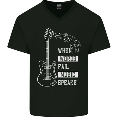 Als Worte Fail Music Speaks Gitarre Herren V-Ausschnitt Baumwolle