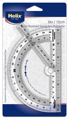 Maped Helix 180° Shatter Resistant Protractor w/Swing Arm Office School Home