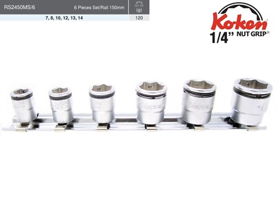 Koken 1/4'' Nut Grip Steckschlüssel-Satz 6tlg. auf Schiene