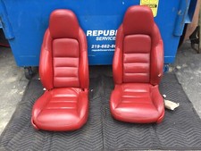 06-10 Corvette C6 Driver Passenger Seat Set Seats Red