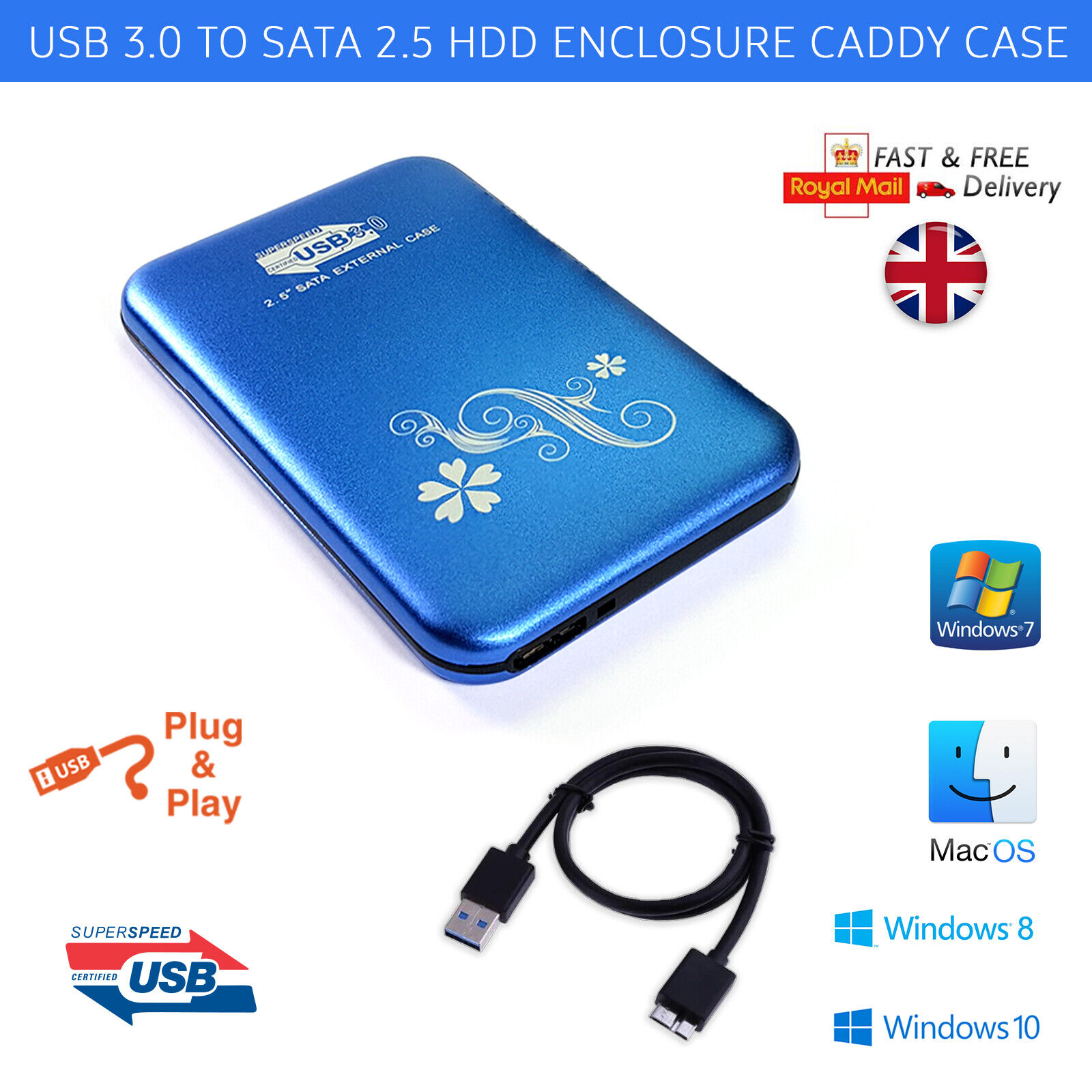 tom Ærlig Antibiotika USB3.0 2.5" External SATA HDD SSD Hard Disk Drive Enclosure Case Caddy USB  3.0 5065003129030 | eBay