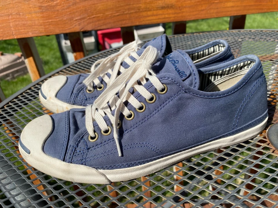 Converse Jack Purcell Blue Canvas Shoes 141995C Striped Lining Mens 7.5 - Image 2 of 4