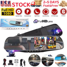 1080P HD Rearview Mirror Car DVR Dual Dash Cam Camera Front Rear Video Recorder
