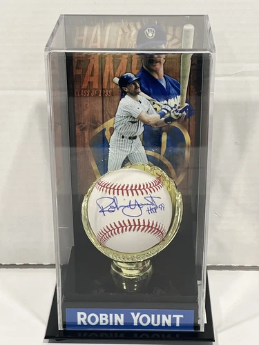 Fanatics Robin Yount signed baseball w/Inscr "HOF'99" w/Display Case Snow White