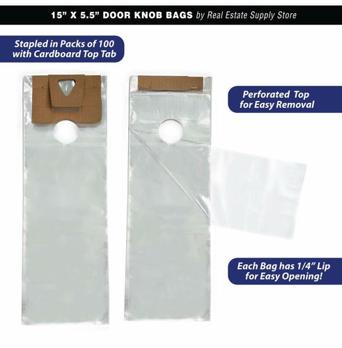 Clear 5 1/2" x 15" Plastic Poly Door Knob Hanger Bags(100) (1,3,5,10,or 20 Pack) - Picture 3 of 4