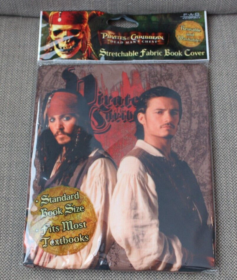 New Pirates of the Caribbean Jack & Will Stretchable Fabric Book Cover Brand New