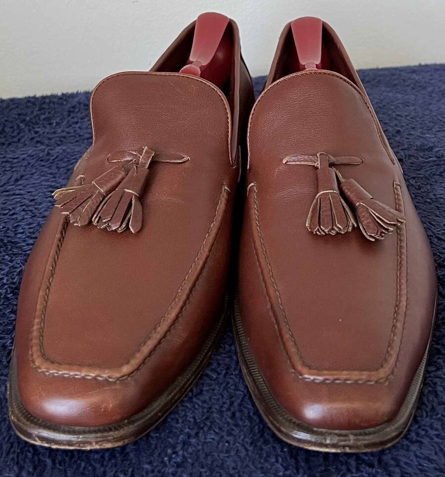 SUTOR MANTELLASSI Solid Brown Leather Mens Loafers Dress 