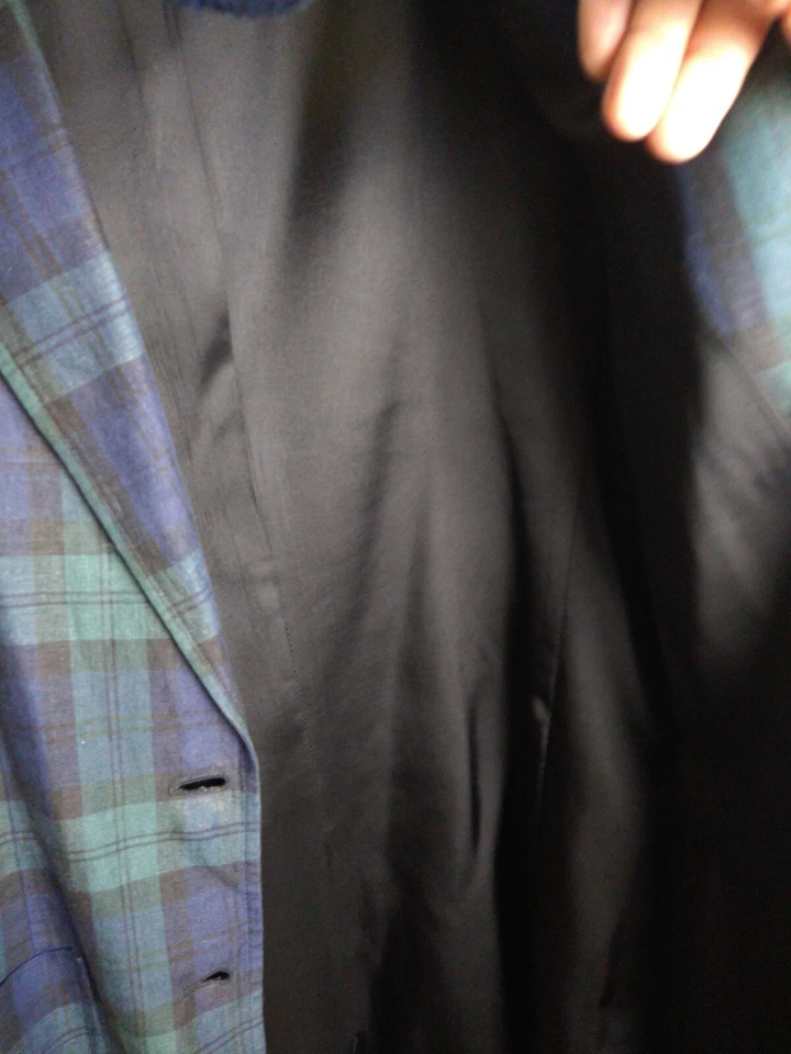 Lauren Ralph Lauren Jacket Women Sz 6 Black Watch Tartan Plaid Blazer 100% Linen - Image 4 of 4