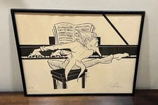 Rare Crazy Piano Print Pencil Signed David Silverman, Marked H.C. Hors Commerce
